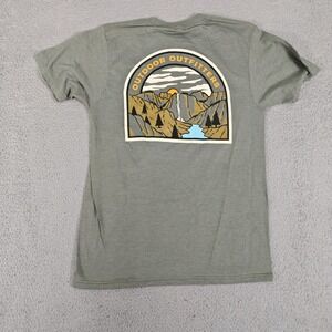 Eddie Bauer Shirt Mens Small Green Outdoor Outfitters Graphic Hiking Tee